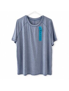 Eddie Bauer Women's 2X Active Tee Heather Blue Short Sleeve Performance Shirt